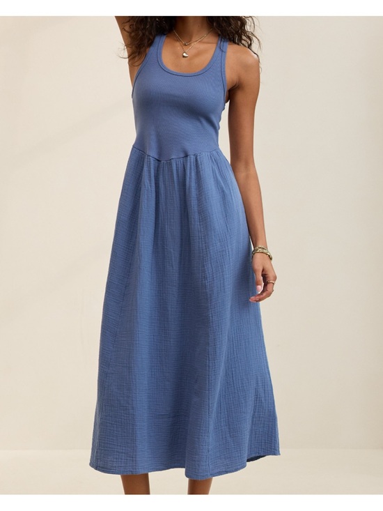 aerie Dresses & Skirts - aerie Blue Sleeveless Scoop-Neck Midi Dress
